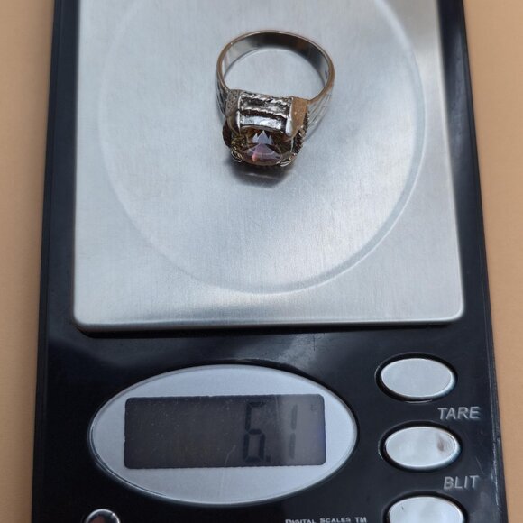 Size 8.5 Silver Plated Over Copper Rainbow Quartz Gem Ring A4571 - Picture 8 of 8